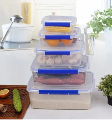 Stackable Plastic Food Storage Containers With Clear Airtight Lids