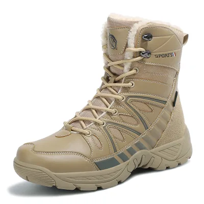 Mens Winter Boots High Strength PU Leather Cotton Fabric Lining EVA Midsole Rubber Md Outsole for Outdoor Walking Daily Use