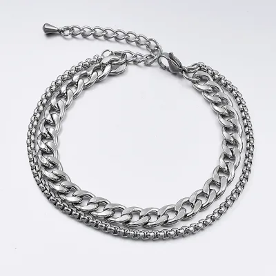 Stainless Steel Silver Plated Trendy Beach Cuban Chain Anklets & Ankle Bracelets for Women and Men DG Jewelry
