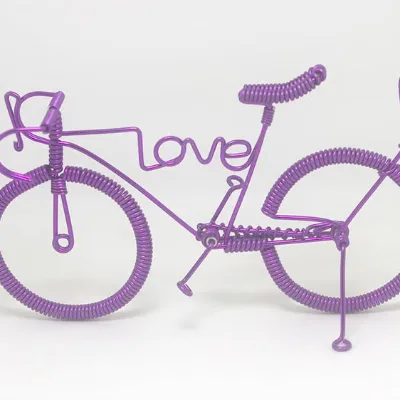 Love Bicycle Model Aluminum Wire Home Decor Creative Display Gift