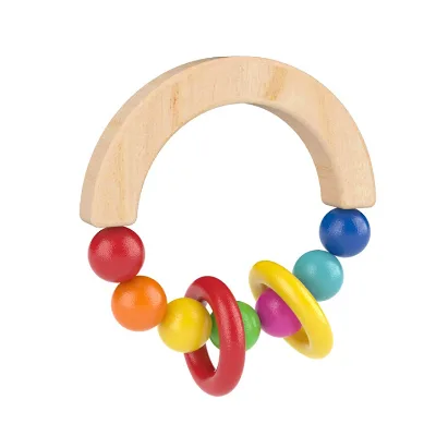 Wooden Handbell Rattles Toy Infant Kids Musical Instrument Educational Toddlers Handle Bells Toys