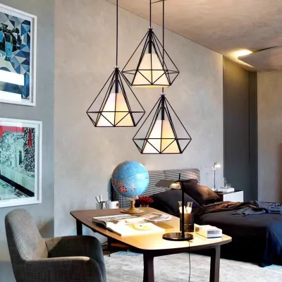 Nordic Style Three-Head Pendant Light Bar Counter Dining Room Table's Postmodern Minimalist Lamp with Creative Chandelier Design