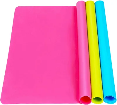 3 Pack Large Silicone Sheets for Crafts Liquid Resin Jewelry Casting Molds Mat Silicone Place Mat Blue Rose Red Green