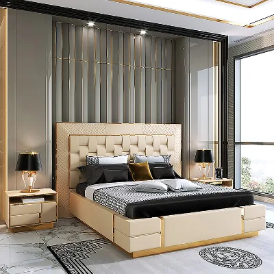 Hot Selling Storage king Size Bed Royal Platform Upholstered with Wholesale Price