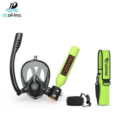 TUDIVING Fast Delivery OEM/ODM 0.5L Air Bottle Back Bag Safety Lanyard Full Face Dive Mask All-in-One Portable Scuba Diving Kit