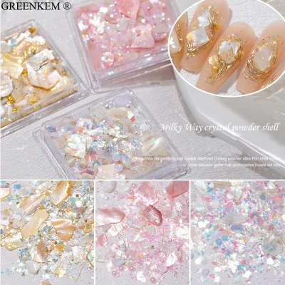Irregular Shell Flakes Nature Thin Aurora Fragments Sequins Manicure Colorful Flake Abalone Sea Shell Nail Art Nails Rhinestone