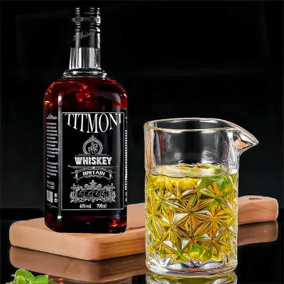 Luxury 500ml 17oz Embossed Cocktail Mixing Glass Thick Bottom Seamless Crystal Glassware Vintage Whiskey Martini Stirring Glass
