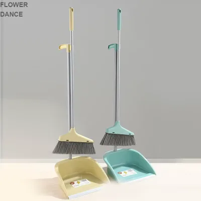 Upright Standing Home Floor Cleaning Sweeper Plastic Broom with Long Handle PP Material Broom and Dustpan Set