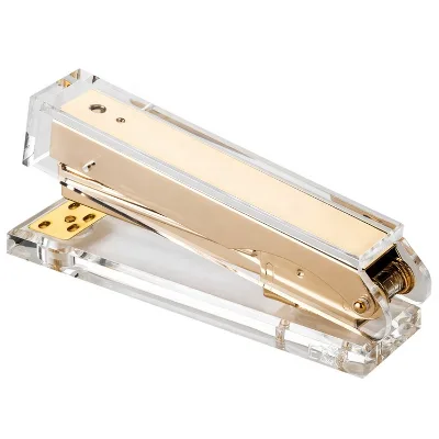 Office Supplies Desktop Accessories Manual Rose Golden Full Strip 24/6 Large Heavy Duty Clear Acrylic Stapler 40 Pcs Capacity