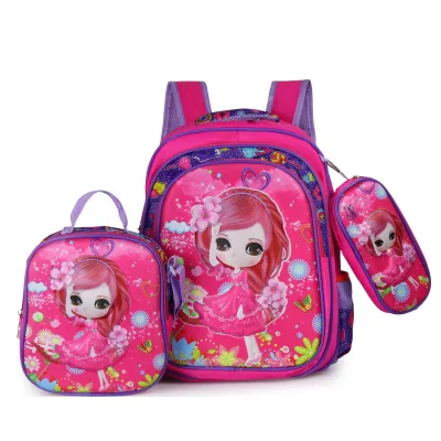Cross-border 16inch Three-piece Set Hard-shell Children's Backpacks for logo Burden Reduction Feature Cartoon Design for Boys