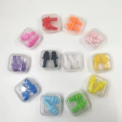 Environmental Friendly Silicone Ear Plugs Noise Reduction Waterproof Swimming Learning Sleeping Earplugs in Box