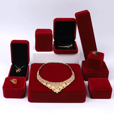 Customized Modern Rectangle Velvet Antique Luxury Jewelry Boxes Square Durable Carton Packaging Fashionable Classic Design