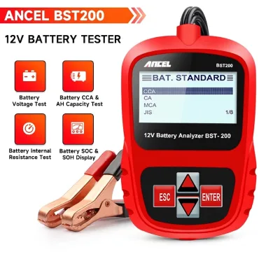 Professional 12V Car Battery Tester with In-Vehicle & Out-of-Vehicle Test Modes for Flooded/AGM/GEL - BST200