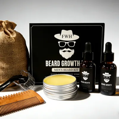 OEM Private Label 6 Piece Beard Softener Moisturizer Set Men's Grooming Kit for Beard Care Free Sample