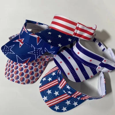 Wholesale USA Flag Visor Cap Patriotic Sun Visor Hat for 4th of July Sports Events Team Supporters