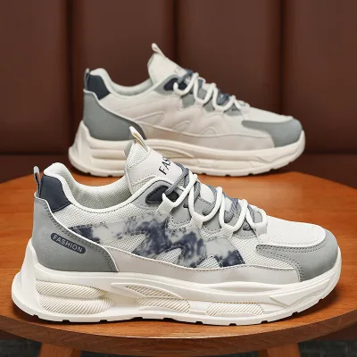 Men's Breathable Mesh Platform Sneakers for Spring Summer Autumn Fitness Walking Casual Sports Shoes and Fitness Walking