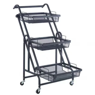 3 Level Folding Cart Living Room Snack Storage Display Rack