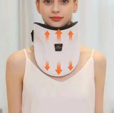 FSPG for Neck Massager Hot Compress Air Pressure for Cervical Traction Relieves Fatigue Home Office Use White ABS+PC/EVA