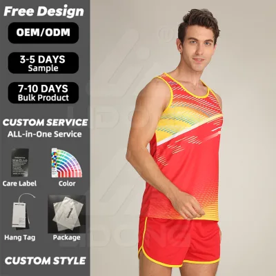High-End Digital Printed Marathon Track Field Competition Uniform Custom Team Sports Sleeveless 100% Polyester Quick Dry