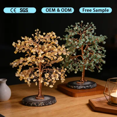 Wholesale Large Crystal Money Fortune Tree Crafts Natural Agate Slab Base Money Tree for Fengshui Decoration