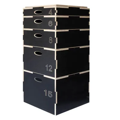 Factory Price 5 In1Anti-Slip Black Plyometric Jump Box High Quality Adjustable Plyo Box Wooden Jump Box