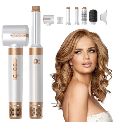 Custom Private Label Professional 7 in 1 Blow Dryer Brush Multi Styler High Speed Straightening Hair Dryer With Comb Attachment