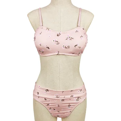 Wholesale Floral Pattern Swimwear Beachwear for Fat Ladies Quick Dry Two Piece Women's Bikinis Set Plus Size Bathing Suit