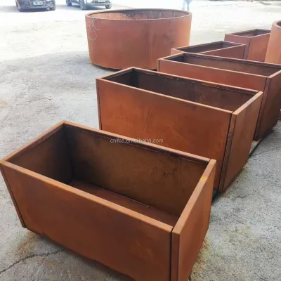 High Level Raised Bed Weathering Steel Rectangular Rusted Metal Steel Frame Garden Large Metal Garden Beds for Outdoor Gardens