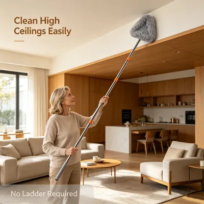 Serpillere Micro Fibre 360 Rotatable Adjustable Triangular Home Ceiling Glass Cleaning Mop
