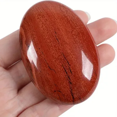 Red Jasper Quartz Palm Stone Hand Made Crystal Worry Stone Smooth Polished Massage Stone