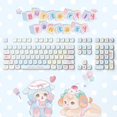 Akko 140-key Butterfly Fantasy Keycap Set PBT Dye-sub Cute Keycaps Mechanical Keyboard Universal