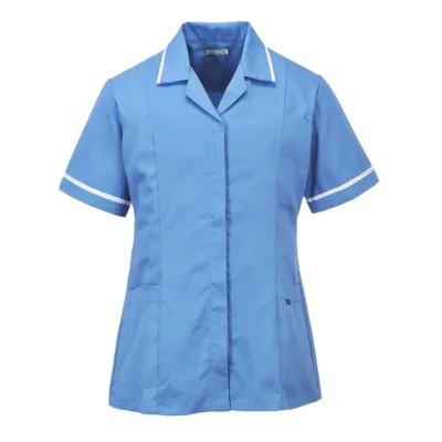 Conceal Buttons Slim Fit Workwear Short Sleeve Summer Woman Cleaner Housekeeping Nanny Baby Sister Shirts