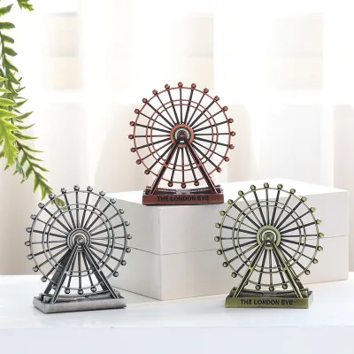 Modern Iron Rotating Ferris Wheel Home Decor Metal Model Gold-Plated Custom Color Die Casting Technique