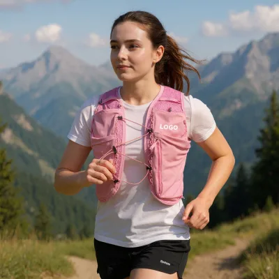 Nylon & Polyester Portable Hydration Vest 500ml Hydration Bottle Pack with Reflective Running Vest Zip Backpack Active Sports