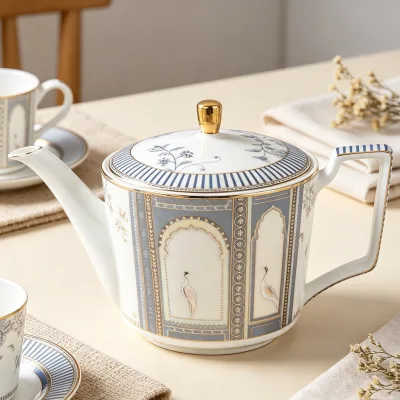 Chinese-style Floral Eco-Friendly Ceramic Teapot with Lid for Tea Serving Gift