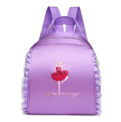 Kids Girls Ballet Dance Storage Lace Edge Backpack Dancing Latin Dancing Duffel Bag Ballerina Storage Handbag School Daypack
