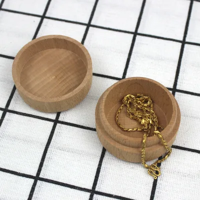 Wholesale Beech Wood Jewelry Organizers Round Gift Box Necklace Earring Storage Containers Wedding Ring Boxes