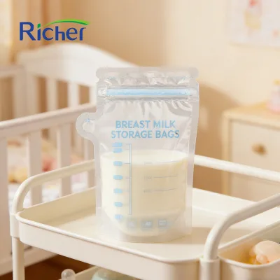 Space Saving Flat Design Milk Storage Pouch for Breast Milk Freezer Stacking