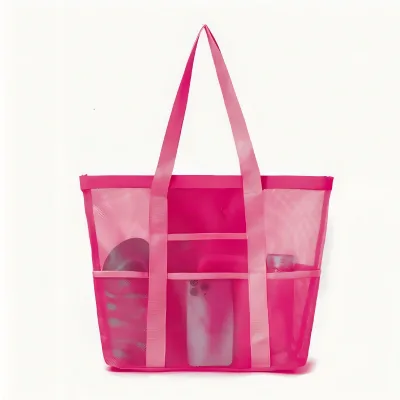 Heavy-Duty Waterproof Quick Dry Nylon Mesh Beach Bag Reinforced Bottom Water-Draining Visible Organizer for Family Trips