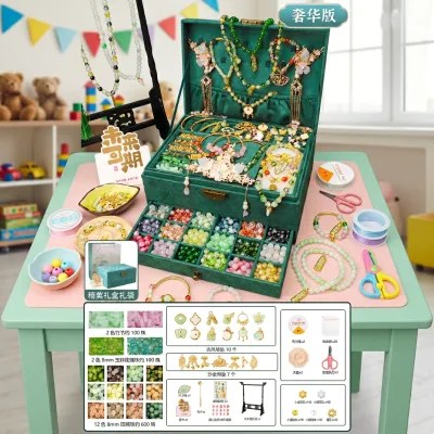 Luxury 800 Bead Assortment 16 Colors Creative Acrylic/Glass Resin Zinc Alloy Children's DIY Jewelry Making Kit for