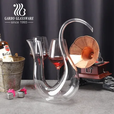 Handmade Blown Craft 1000ML 1200ML 1.2L S Shape Wine Glass Decanter Factory Drinking Glass Wine Carafe Aerator Red Wine Decanter