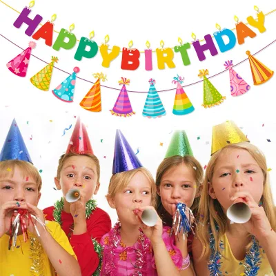 Happy Birthday Triangular Letter Banner Party Flag Decoration for Birthday Celebrations