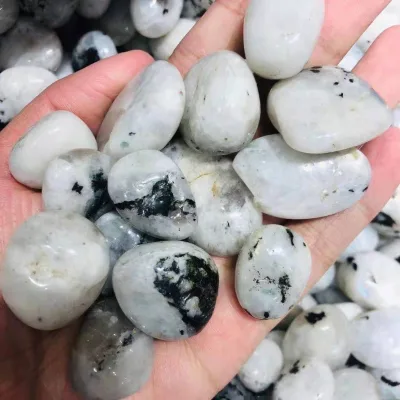 Wholesale Natural Gemstone White moonstone polished crystal tumble stone for Garden Vases crystal gravel gemstone