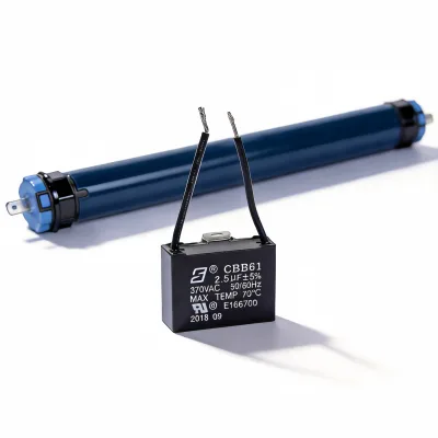 CBB61 450V ROHS 2.5UF 30mm Wires Length With Iron Ear Motor Start Capacitor