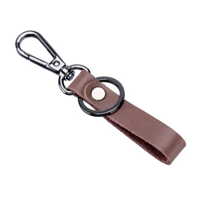 Carabiner Keychain Men's Women's Simple High-end PU Leather Pendant Small Gift Handmade Japanese Series Cut Oblong Shape