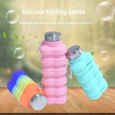 High-Temperature-Resistant Silicone Folding Water Bottle Outdoor Cycling Sports Portable Telescopic Collapsible Modern