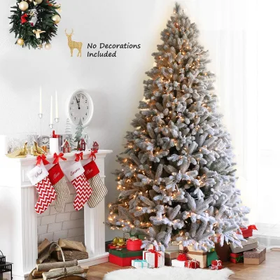Full Flocked Snow 6 FT 180 CM Artificial Prelit Warm White Christmas Tree