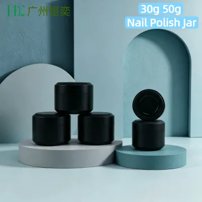 Wholesale 30ml 50ml PP Plastic Cosmetic Jars Screw Top for Skin Care Cream Nail Gel Polish Matte Black Nail Polish Container