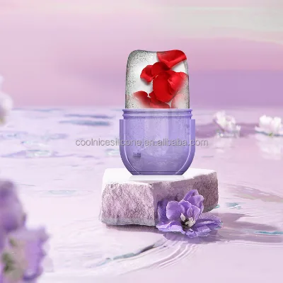 2 in 1 Jade Stone Silicone Facial Ice Massager Roller Ade Face Roller for Skin Care Routine Ice Face Contour Roller