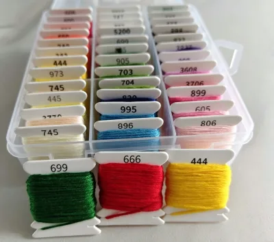 Embroidery Floss in Bobbins Packing, 8m Embroidery Thread Organizer with Number Color Swatch for Cross Stitch Thread Storage